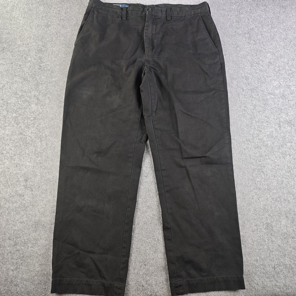 Polo Ralph Lauren Preston Pants Mens 35x30 Black Flat Front Vintage Chino